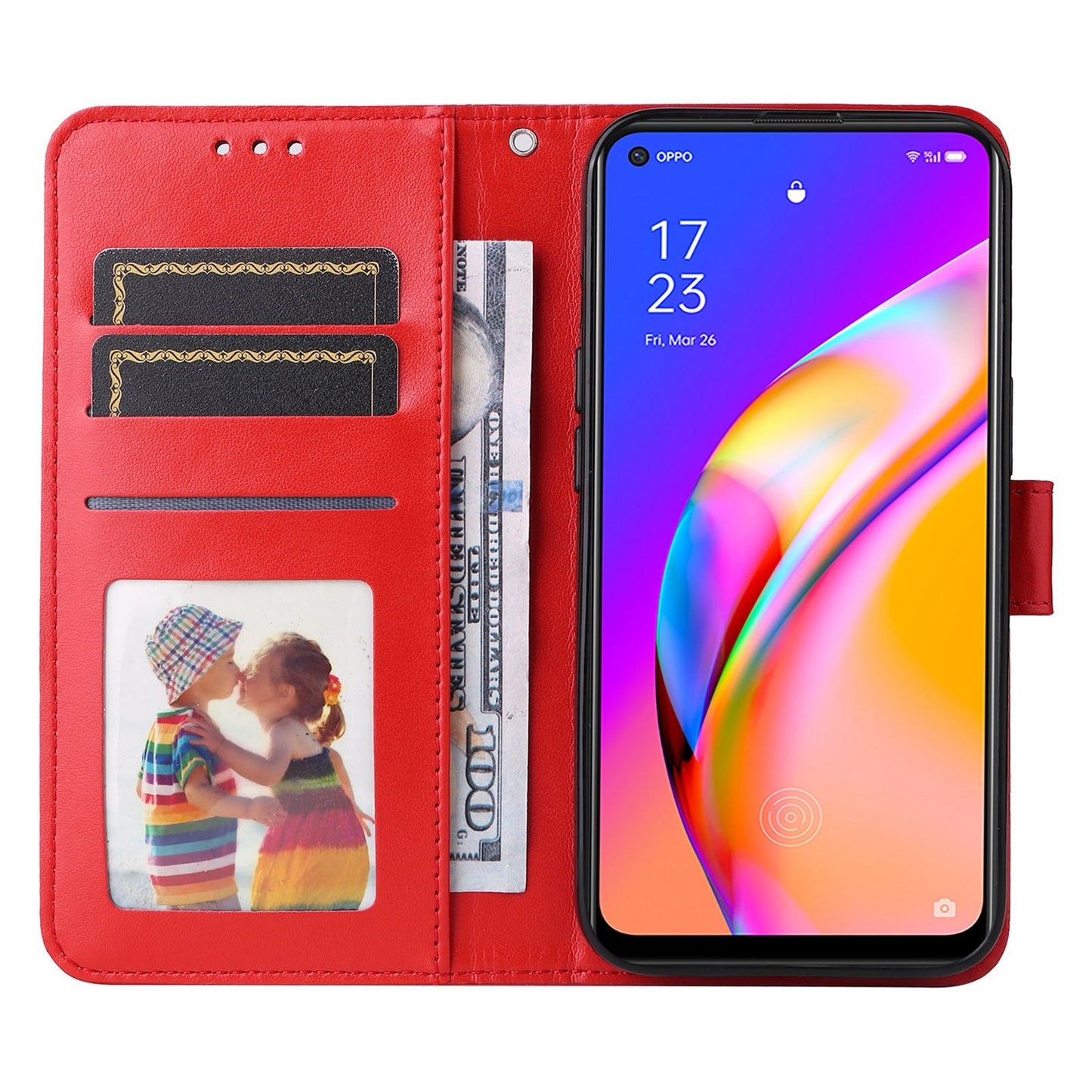 OPPO A95 5G Sunflower Embossed Leather Wallet Phone Case with Kickstand and Card Holder