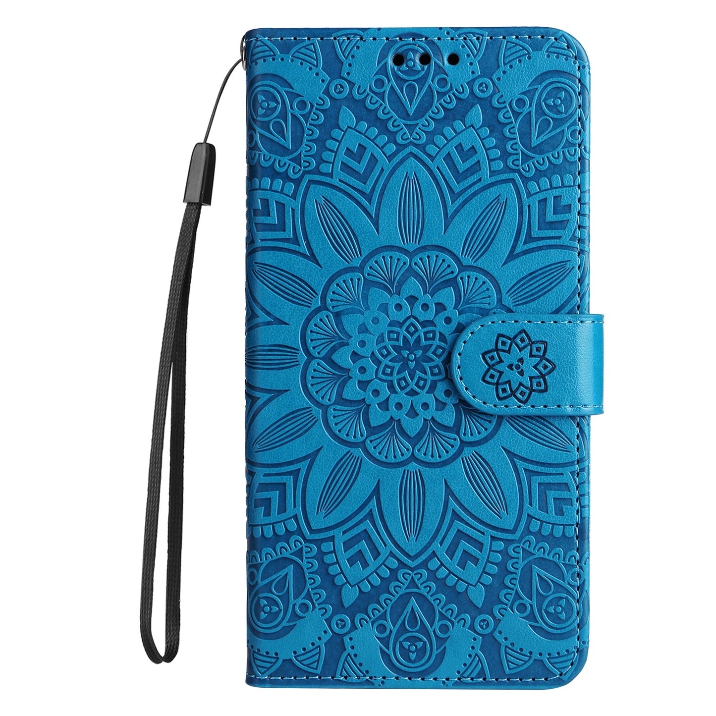 OPPO A94 5G Sunflower Embossed Leather Wallet Phone Case with Kickstand and Card Holder