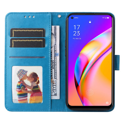 OPPO A95 5G Sunflower Embossed Leather Wallet Phone Case with Kickstand and Card Holder