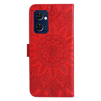 OPPO Find X5 Lite Sunflower Embossed Leather Wallet Phone Case with Kickstand and Card Holder
