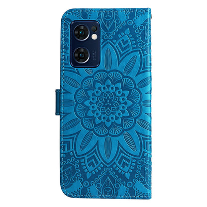 OPPO Find X5 Lite Sunflower Embossed Leather Wallet Phone Case with Kickstand and Card Holder
