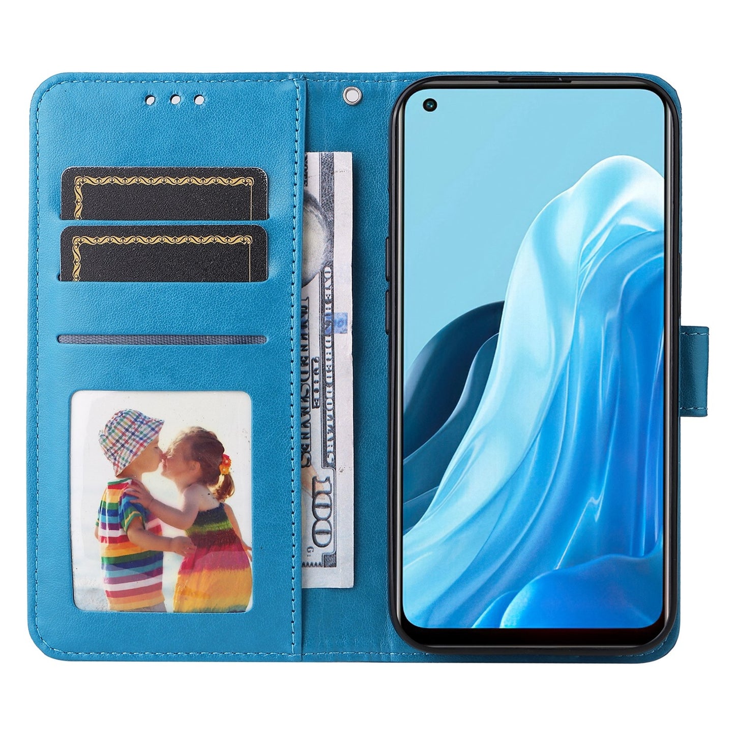 OPPO Find X5 Lite Sunflower Embossed Leather Wallet Phone Case with Kickstand and Card Holder