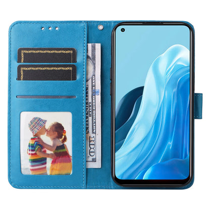 OPPO Find X5 Lite Sunflower Embossed Leather Wallet Phone Case with Kickstand and Card Holder