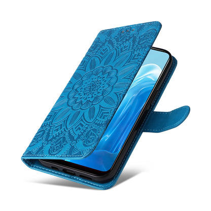 OPPO Find X5 Lite Sunflower Embossed Leather Wallet Phone Case with Kickstand and Card Holder