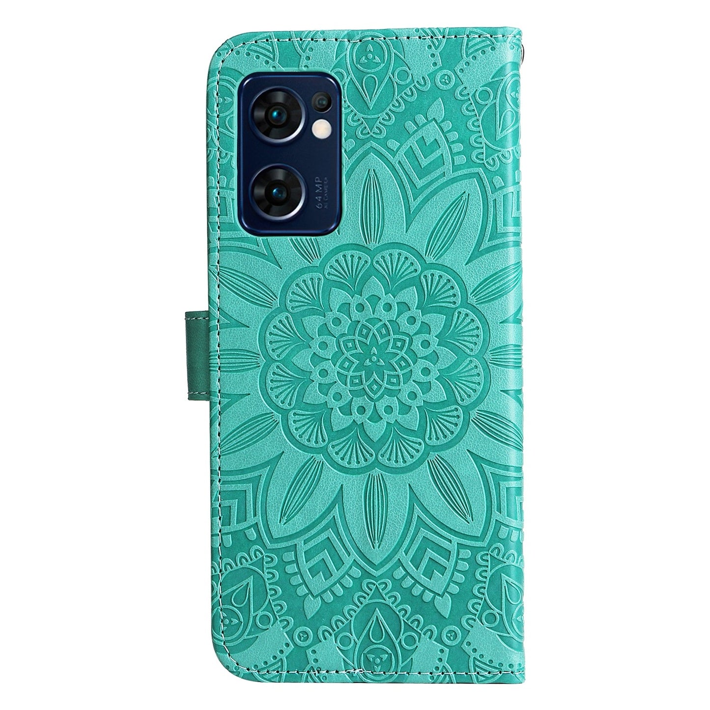 OPPO Find X5 Lite Sunflower Embossed Leather Wallet Phone Case with Kickstand and Card Holder