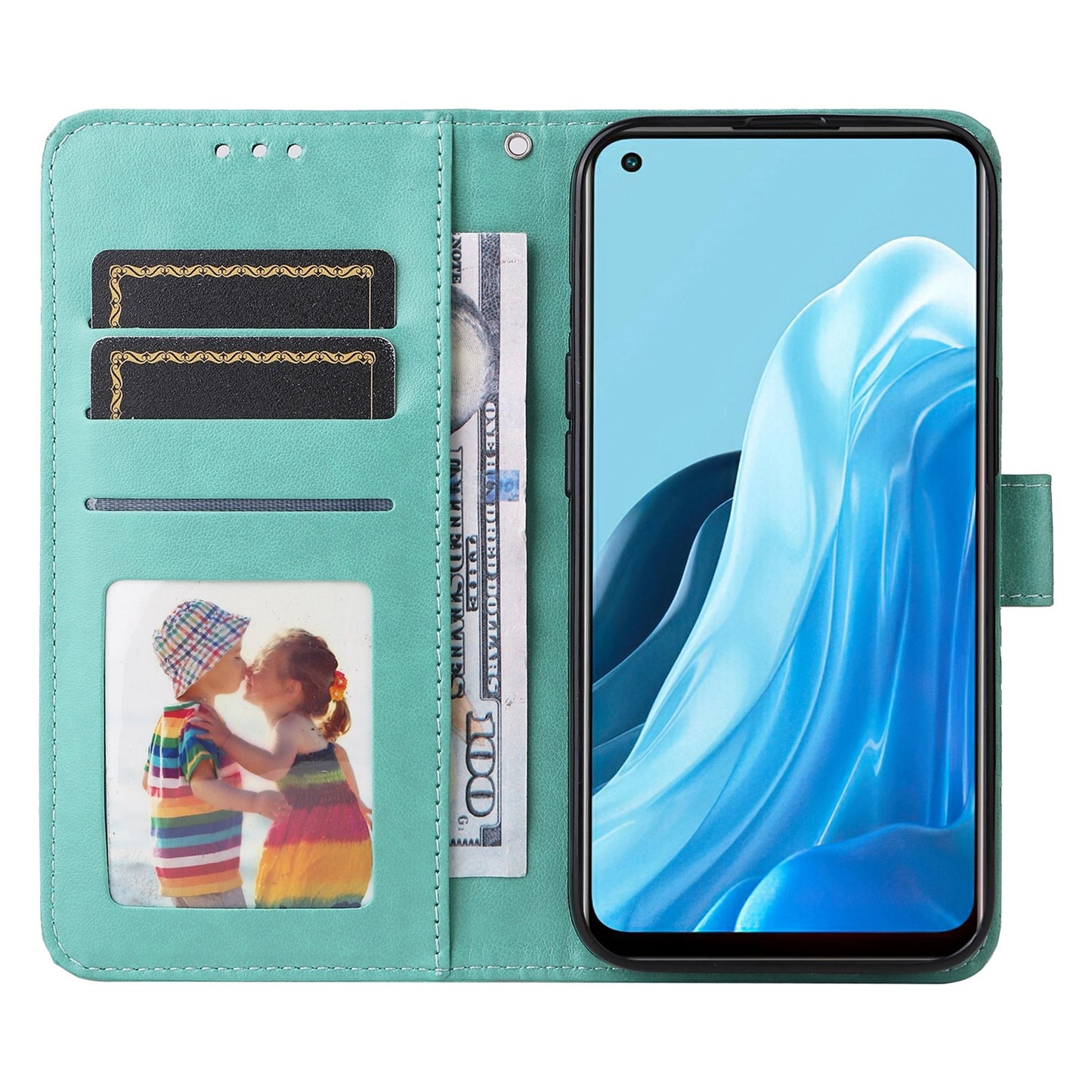 OPPO Find X5 Lite Sunflower Embossed Leather Wallet Phone Case with Kickstand and Card Holder