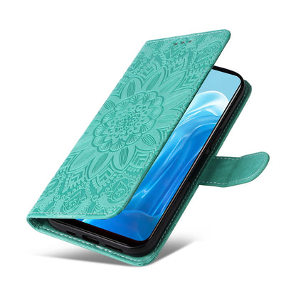 OPPO Find X5 Lite Sunflower Embossed Leather Wallet Phone Case with Kickstand and Card Holder