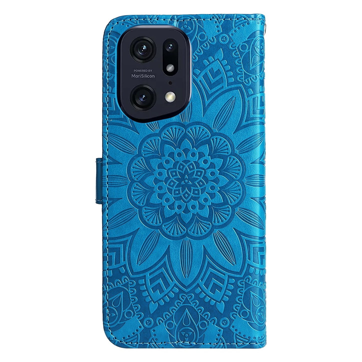 OPPO Find X5 Sunflower Embossed Leather Wallet Phone Case with Kickstand and Card Holder