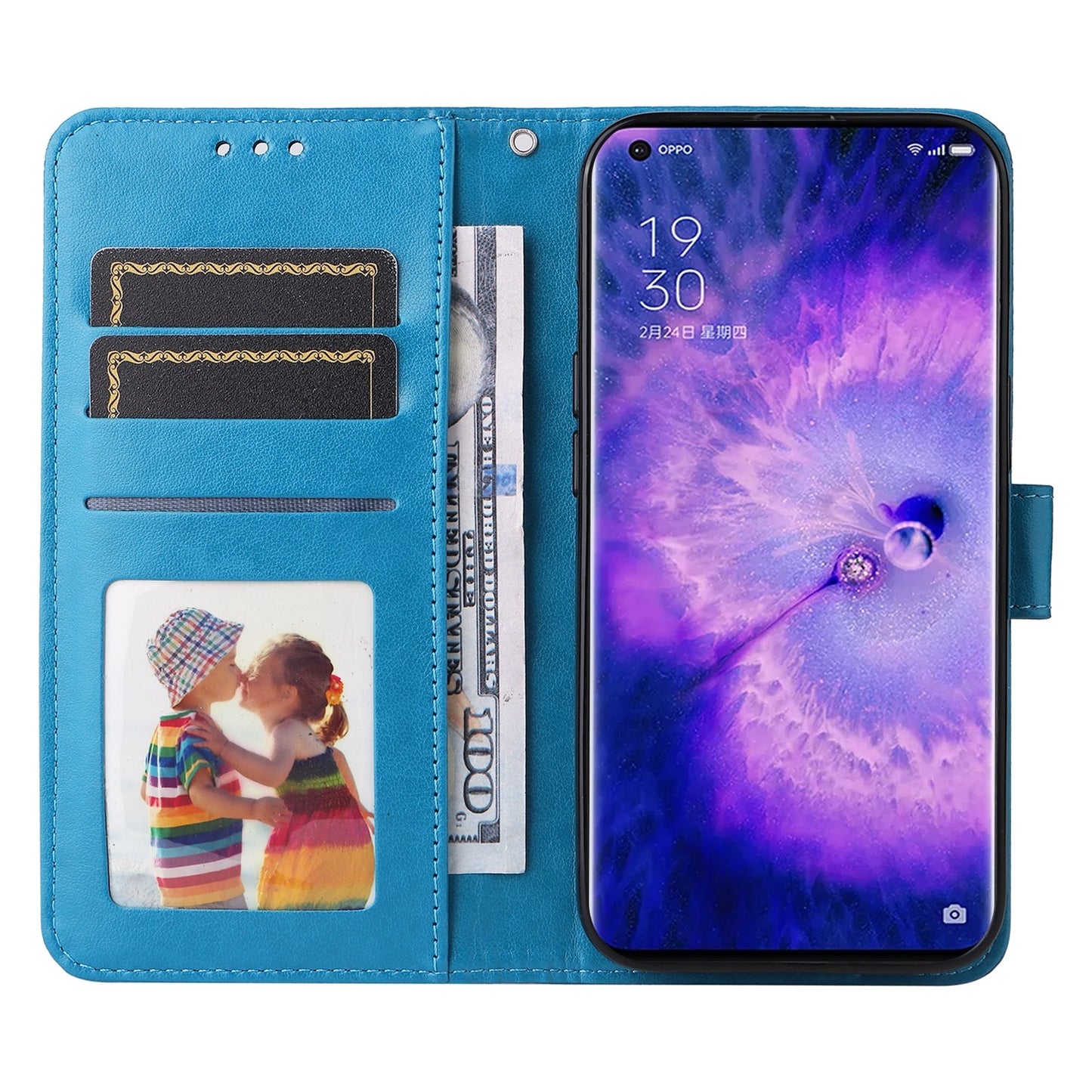 OPPO Find X5 Sunflower Embossed Leather Wallet Phone Case with Kickstand and Card Holder