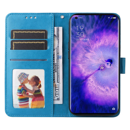 OPPO Find X5 Sunflower Embossed Leather Wallet Phone Case with Kickstand and Card Holder