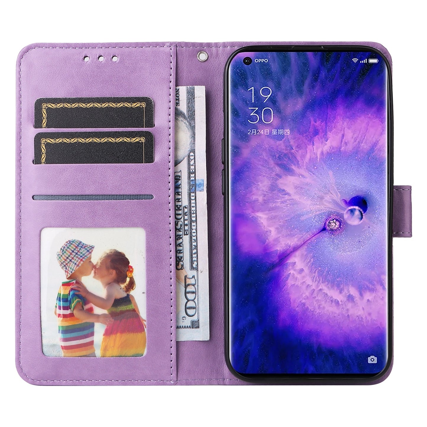 OPPO Find X5 Sunflower Embossed Leather Wallet Phone Case with Kickstand and Card Holder