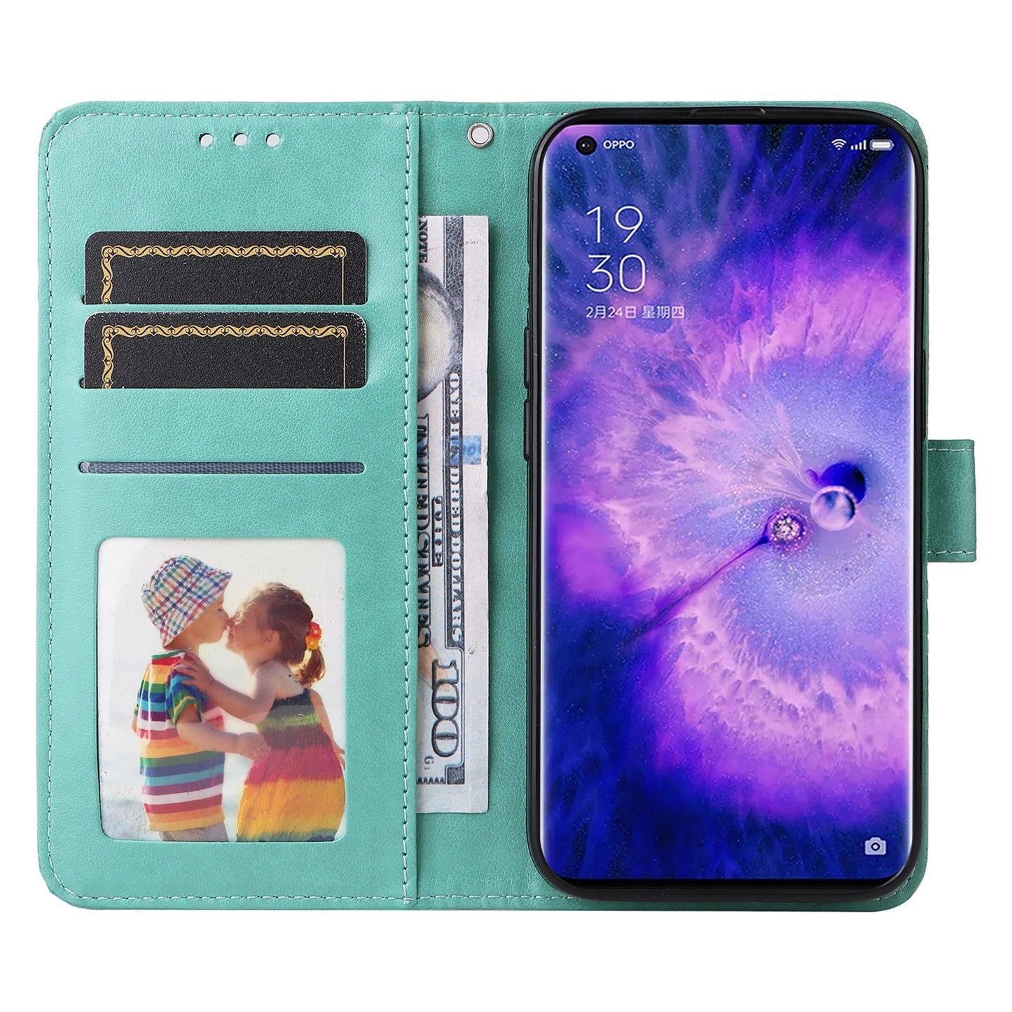OPPO Find X5 Sunflower Embossed Leather Wallet Phone Case with Kickstand and Card Holder