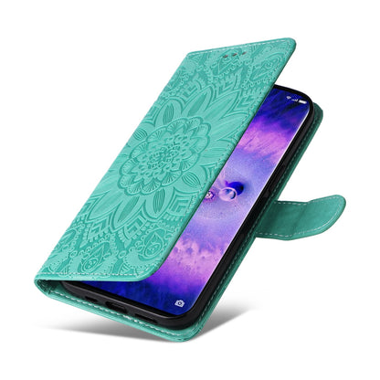 OPPO Find X5 Sunflower Embossed Leather Wallet Phone Case with Kickstand and Card Holder