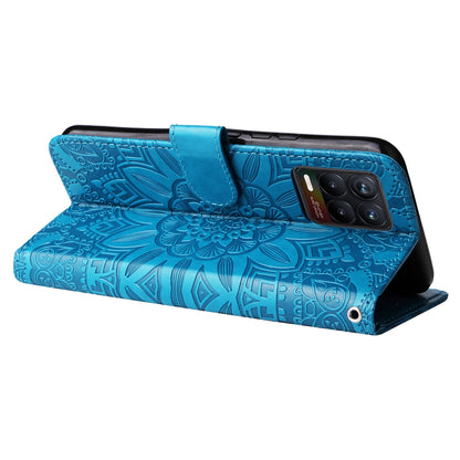 OPPO Find X5 Pro Sunflower Embossed Leather Wallet Phone Case with Kickstand and Card Holder