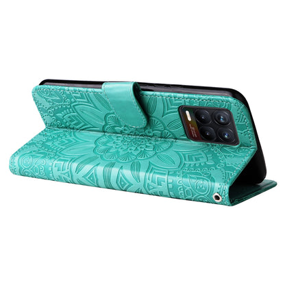 OPPO Find X5 Pro Sunflower Embossed Leather Wallet Phone Case with Kickstand and Card Holder