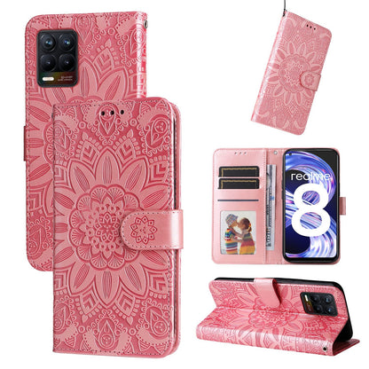 OPPO Find X5 Pro Sunflower Embossed Leather Wallet Phone Case with Kickstand and Card Holder