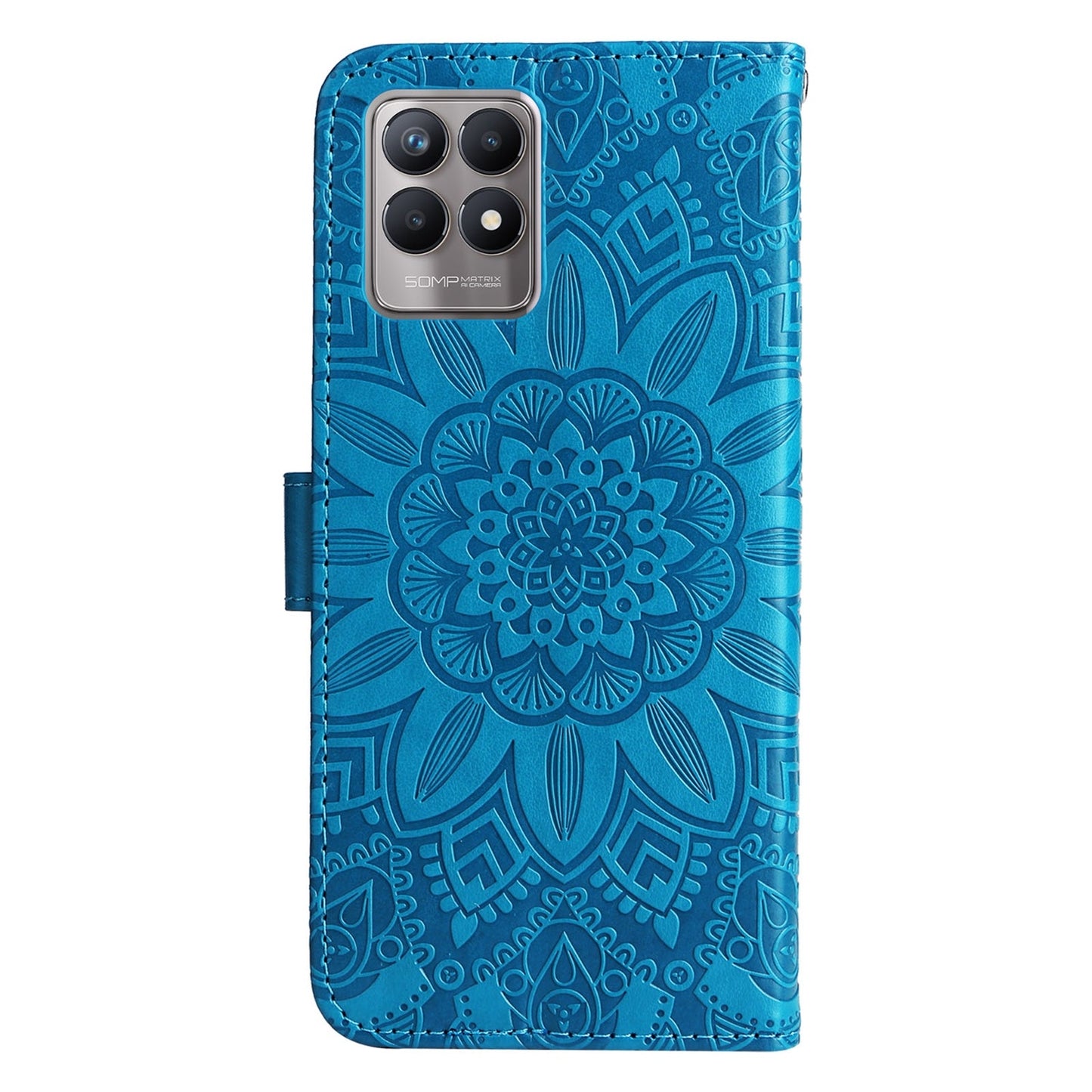 Realme 8 Pro Sunflower Embossed Leather Wallet Phone Case with Kickstand and Card Holder