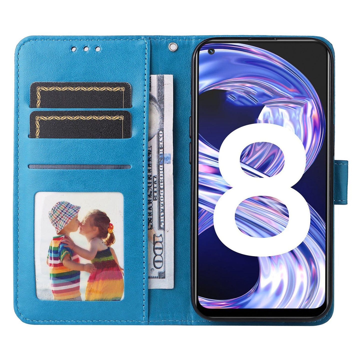 Realme 8 Pro Sunflower Embossed Leather Wallet Phone Case with Kickstand and Card Holder