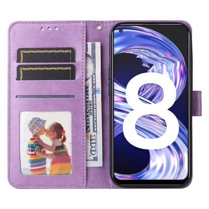 Realme 8 Pro Sunflower Embossed Leather Wallet Phone Case with Kickstand and Card Holder