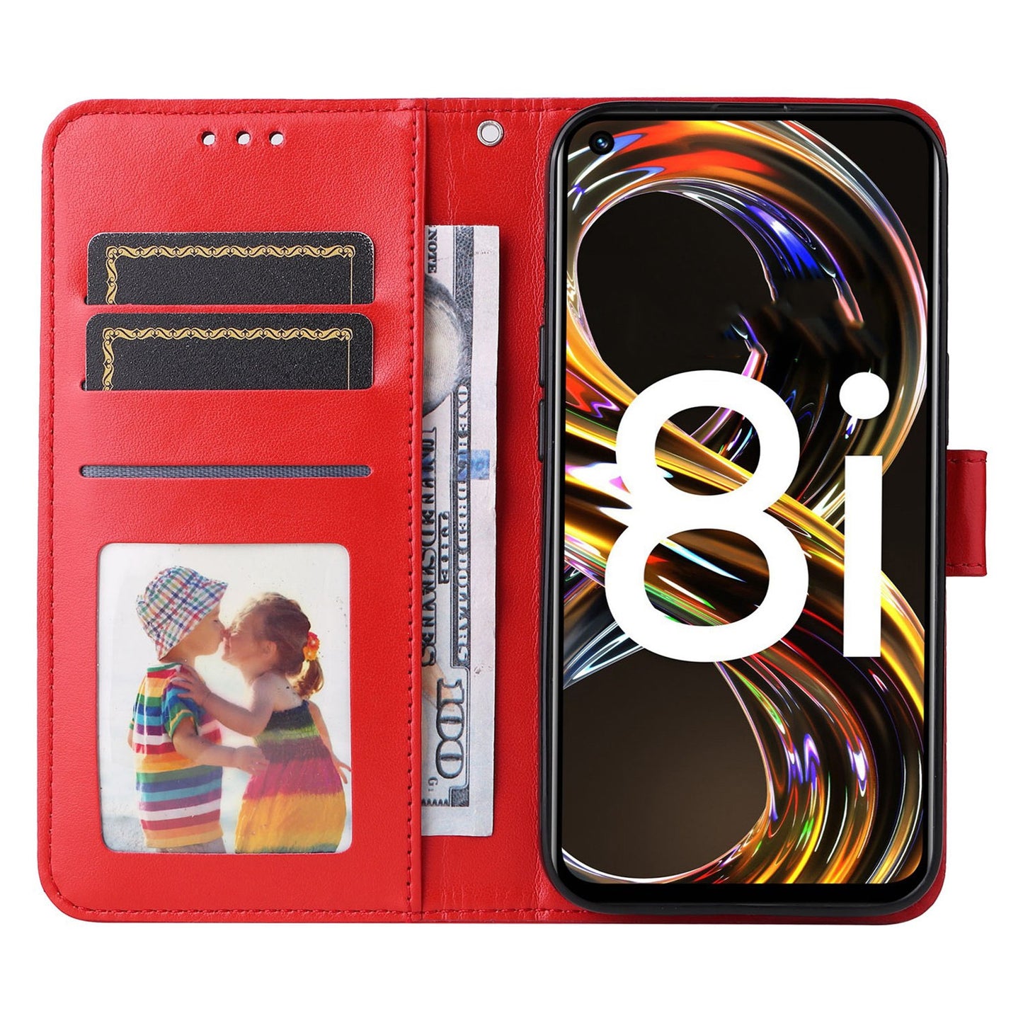 Realme 8i Sunflower Embossed Leather Wallet Phone Case with Kickstand and Card Holder