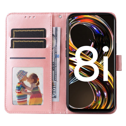 Realme 8i Sunflower Embossed Leather Wallet Phone Case with Kickstand and Card Holder