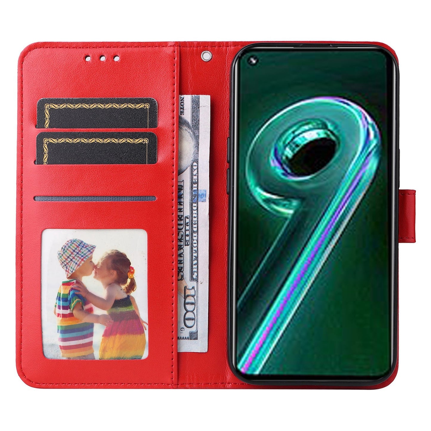 Realme 9 Pro Sunflower Embossed Leather Wallet Phone Case with Kickstand and Card Holder