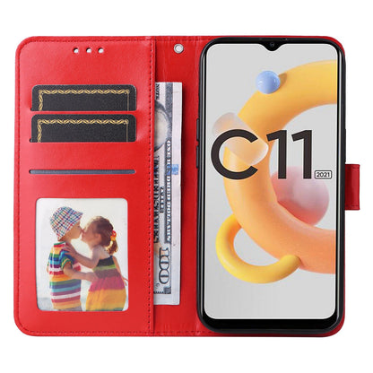 Realme C20 Sunflower Embossed Leather Wallet Phone Case with Kickstand and Card Holder