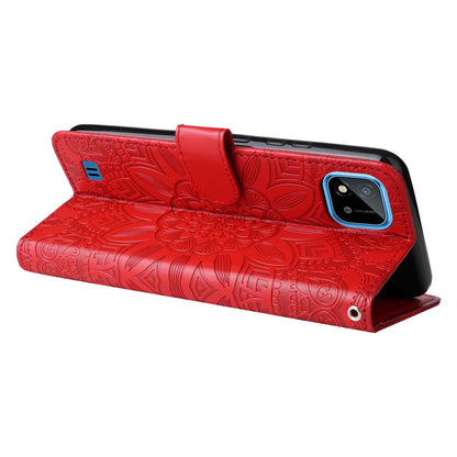 Realme C11 2021 Sunflower Embossed Leather Wallet Phone Case with Kickstand and Card Holder