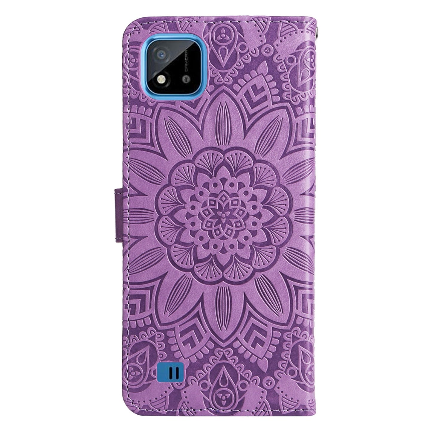 Realme C11 2021 Sunflower Embossed Leather Wallet Phone Case with Kickstand and Card Holder