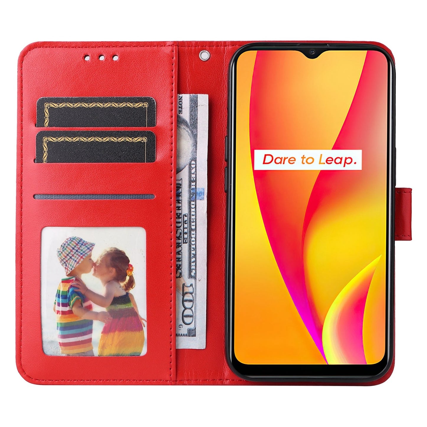 Realme C15 Sunflower Embossed Leather Wallet Phone Case with Kickstand and Card Holder