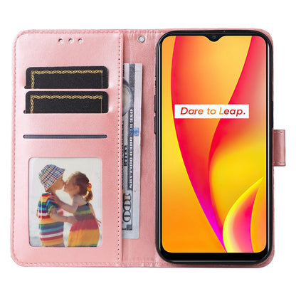 Realme C15 Sunflower Embossed Leather Wallet Phone Case with Kickstand and Card Holder