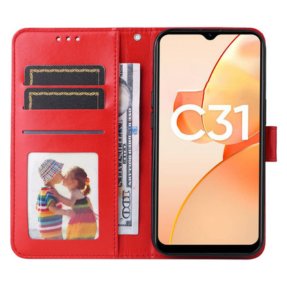 Realme C31 Sunflower Embossed Leather Wallet Phone Case with Kickstand and Card Holder