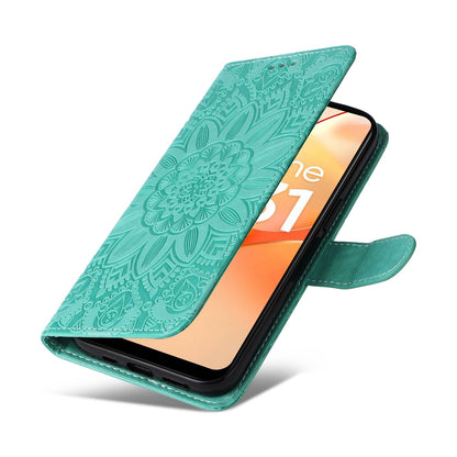 Realme C31 Sunflower Embossed Leather Wallet Phone Case with Kickstand and Card Holder