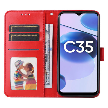 Realme C35 4G Sunflower Embossed Leather Wallet Phone Case with Kickstand and Card Holder