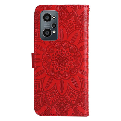 Realme GT Neo2 Sunflower Embossed Leather Wallet Phone Case with Kickstand and Card Holder