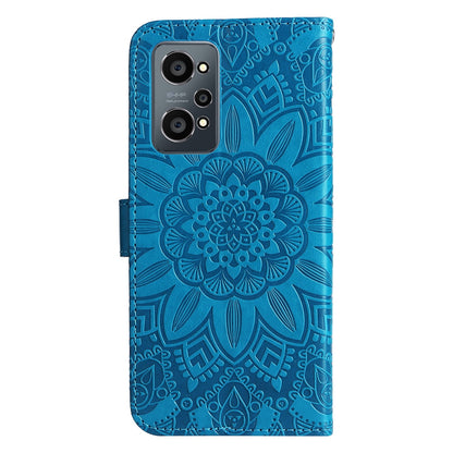 Realme GT Neo2 Sunflower Embossed Leather Wallet Phone Case with Kickstand and Card Holder