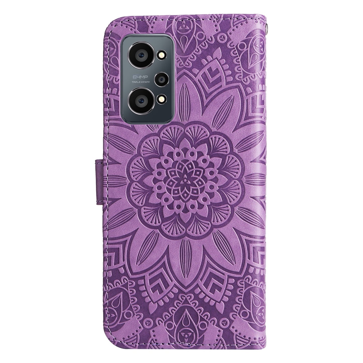 Realme GT Neo2 Sunflower Embossed Leather Wallet Phone Case with Kickstand and Card Holder