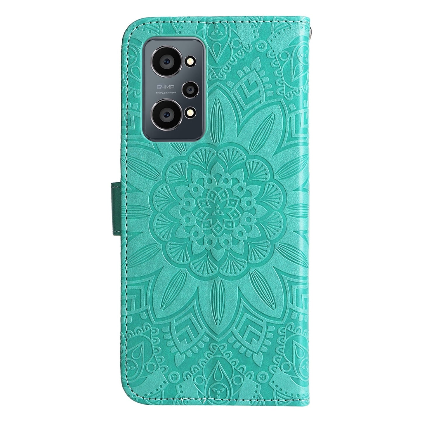 Realme GT Neo2 Sunflower Embossed Leather Wallet Phone Case with Kickstand and Card Holder