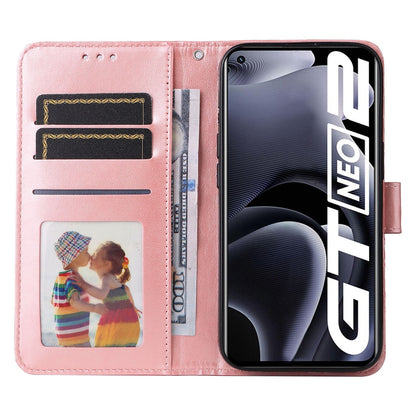 Realme GT Neo2 Sunflower Embossed Leather Wallet Phone Case with Kickstand and Card Holder