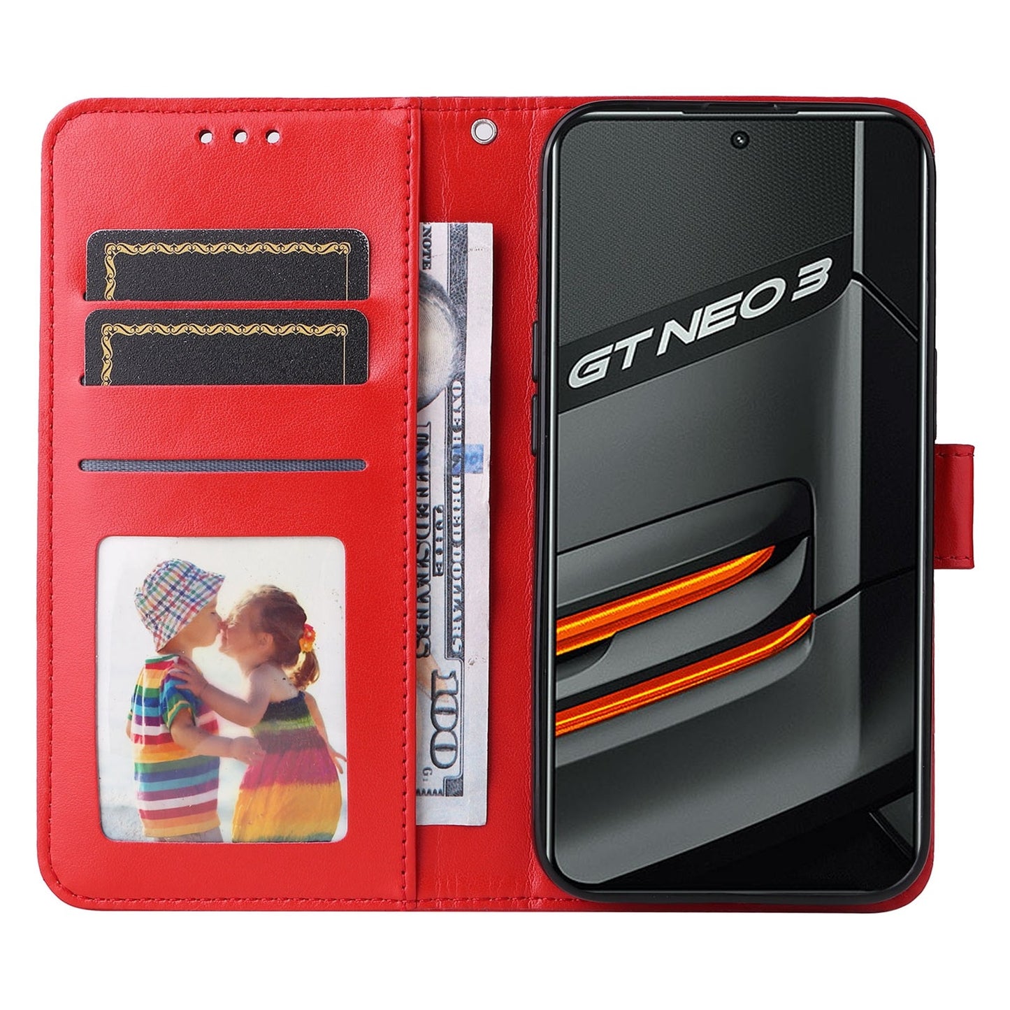 Realme GT Neo3 Sunflower Embossed Leather Wallet Phone Case with Kickstand and Card Holder