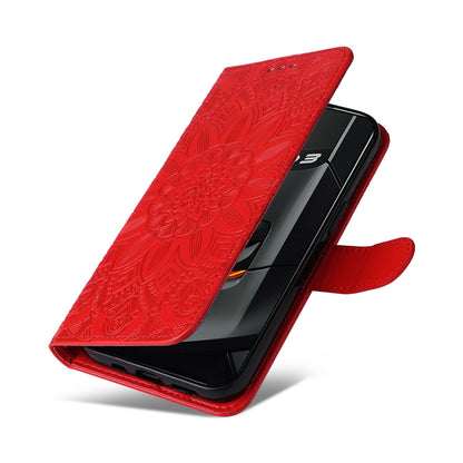 Realme GT Neo3 Sunflower Embossed Leather Wallet Phone Case with Kickstand and Card Holder