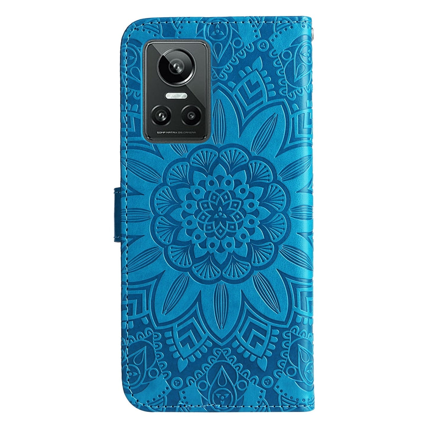 Realme GT Neo3 Sunflower Embossed Leather Wallet Phone Case with Kickstand and Card Holder