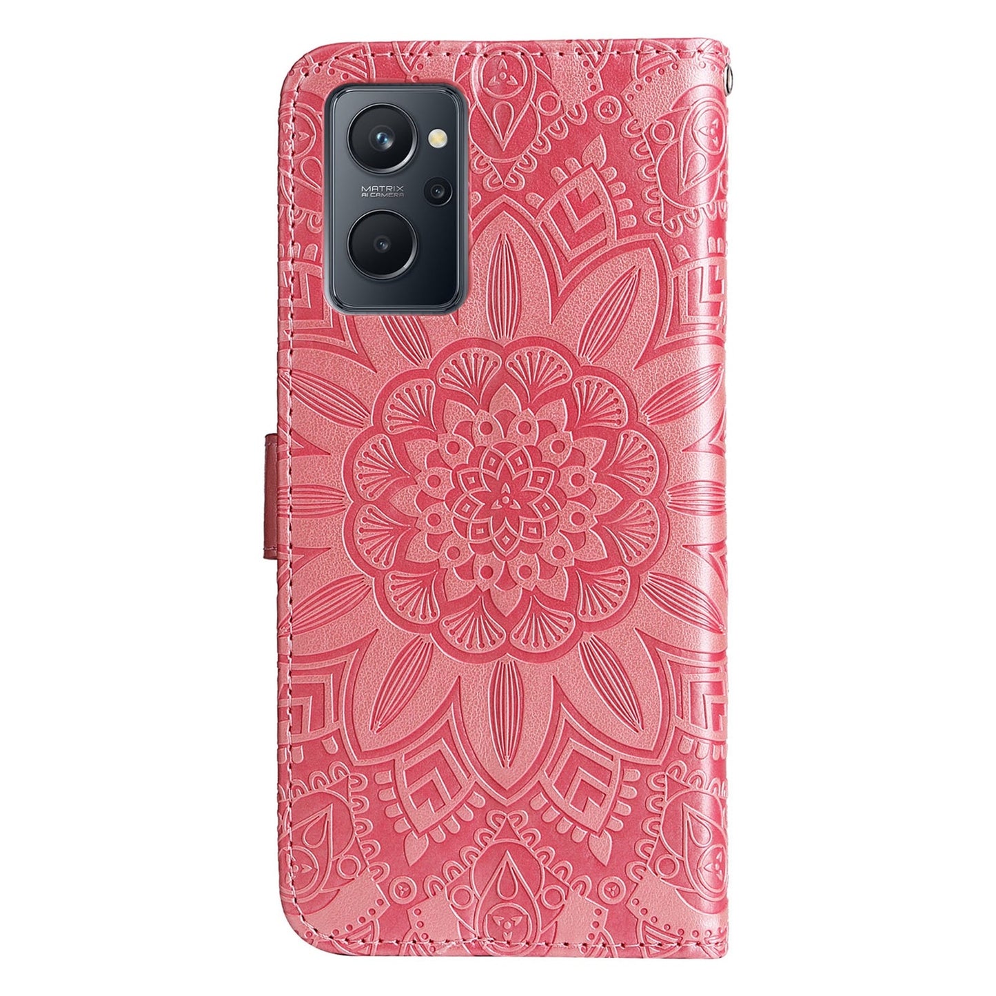 Realme A36 4G Sunflower Embossed Leather Wallet Phone Case with Kickstand and Card Holder