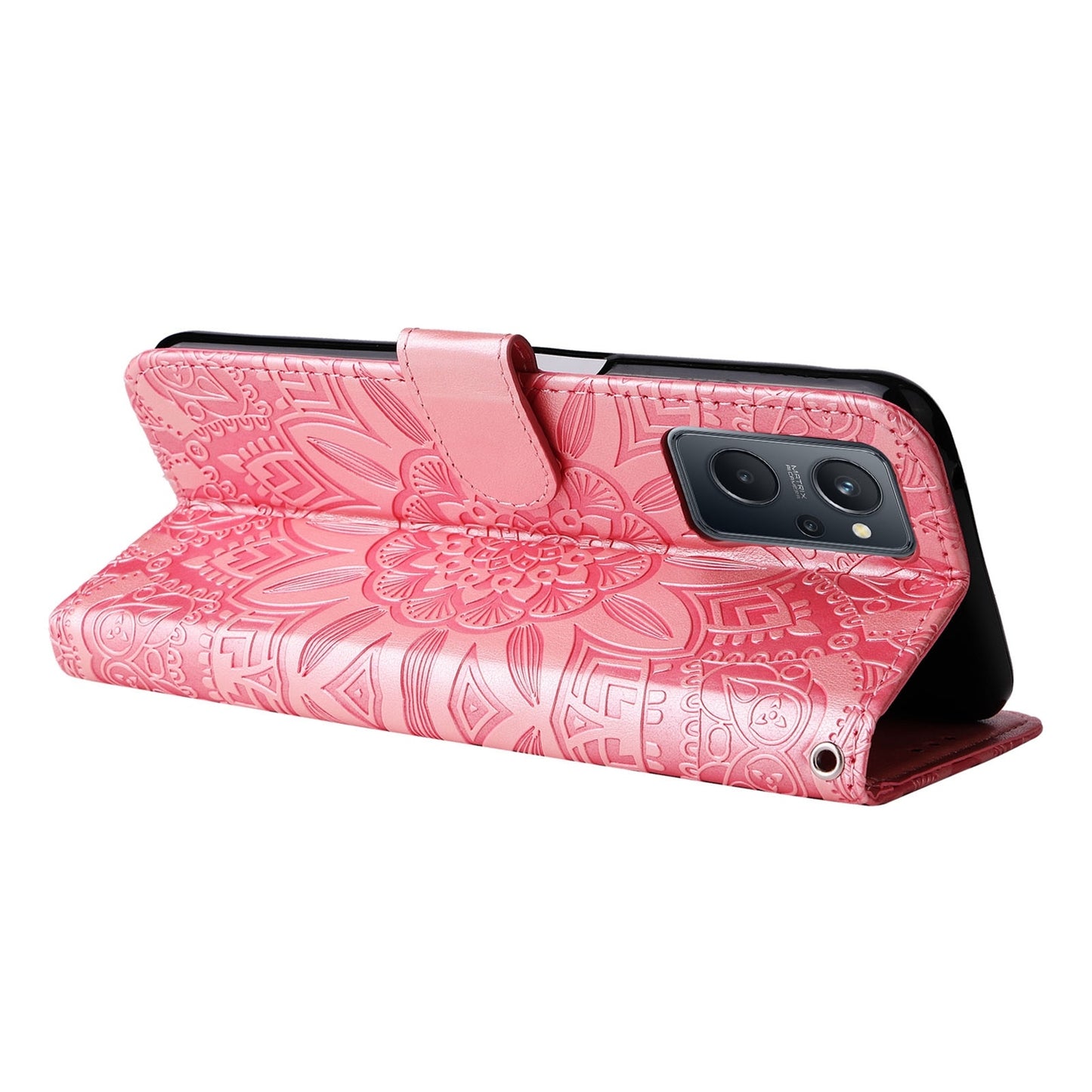 Realme A36 4G Sunflower Embossed Leather Wallet Phone Case with Kickstand and Card Holder