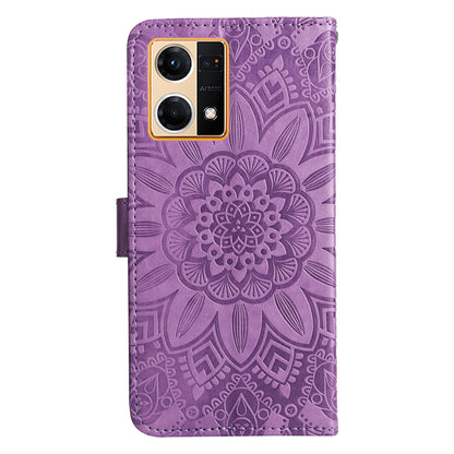 OPPO F21 Pro Sunflower Embossed Leather Wallet Phone Case with Kickstand and Card Holder