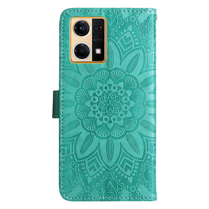 OPPO F21 Pro Sunflower Embossed Leather Wallet Phone Case with Kickstand and Card Holder