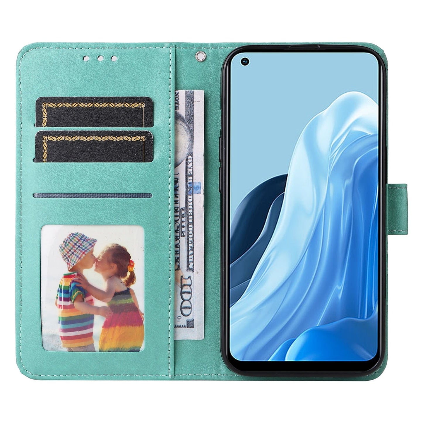 OPPO F21 Pro Sunflower Embossed Leather Wallet Phone Case with Kickstand and Card Holder