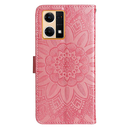 OPPO F21 Pro Sunflower Embossed Leather Wallet Phone Case with Kickstand and Card Holder