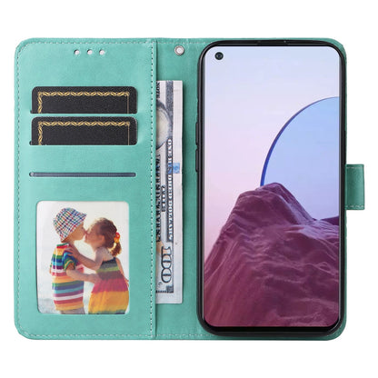 OnePlus Nord N20 5G Sunflower Embossed Leather Wallet Phone Case with Kickstand and Card Holder