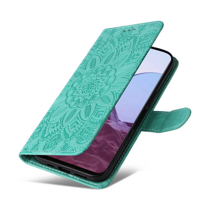 OPPO Reno7 Z Sunflower Embossed Leather Wallet Phone Case with Kickstand and Card Holder